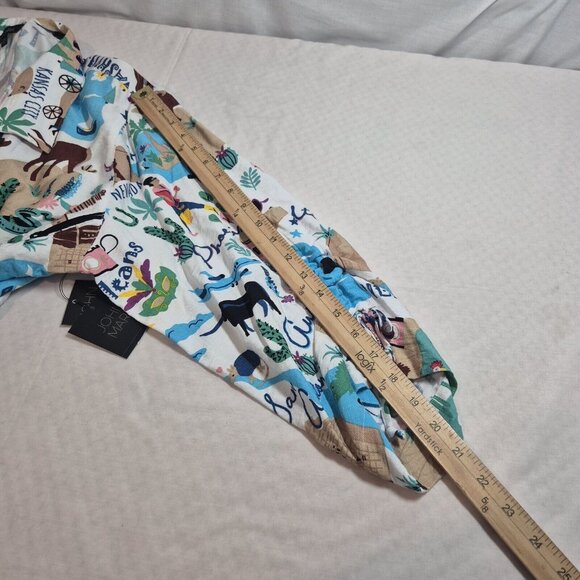 John Mark Womens  Retro American Cities 3/4 Sleeve Button Up Shirt  Size 2X 53 - Picture 11 of 14